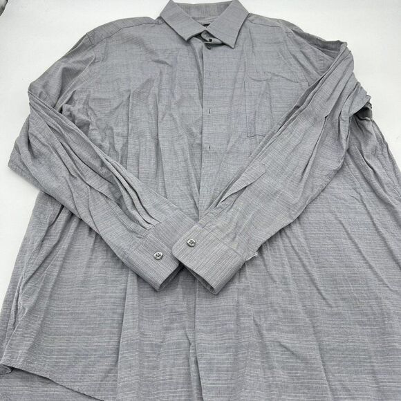 BOSS Hugo Boss 17-34/35 Gray Mens Button Up Long Sleeve Shirt Cotton Viscose - Picture 1 of 5